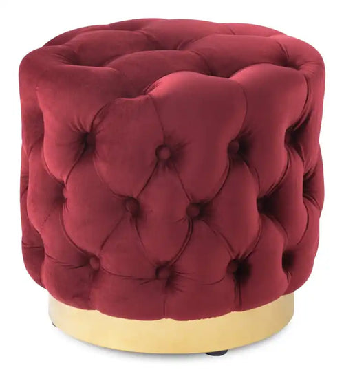 Adell 17 Round Fabric Ottoman with Gold Base