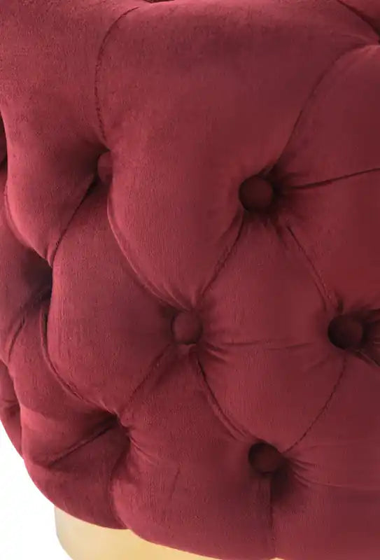 Pouf rond en tissu avec base dorée de 17 po