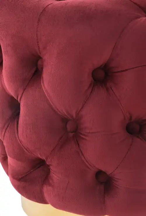Pouf rond en tissu avec base dorée de 17 po