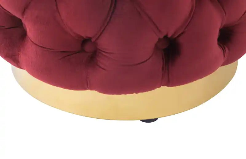 Pouf rond en tissu avec base dorée de 17 po