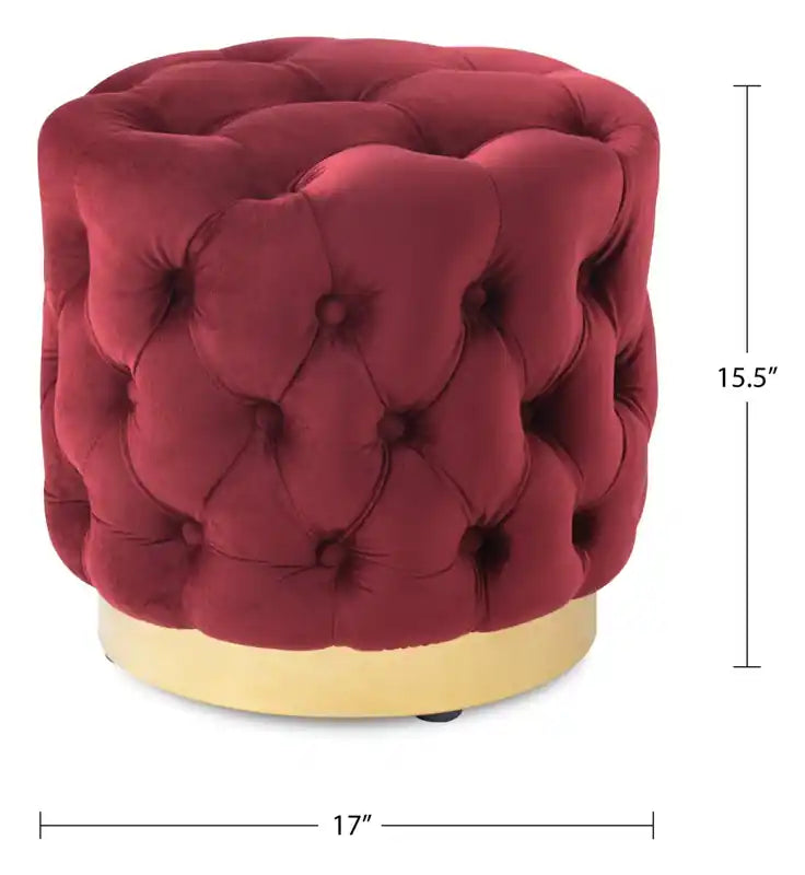 Pouf rond en tissu avec base dorée de 17 po