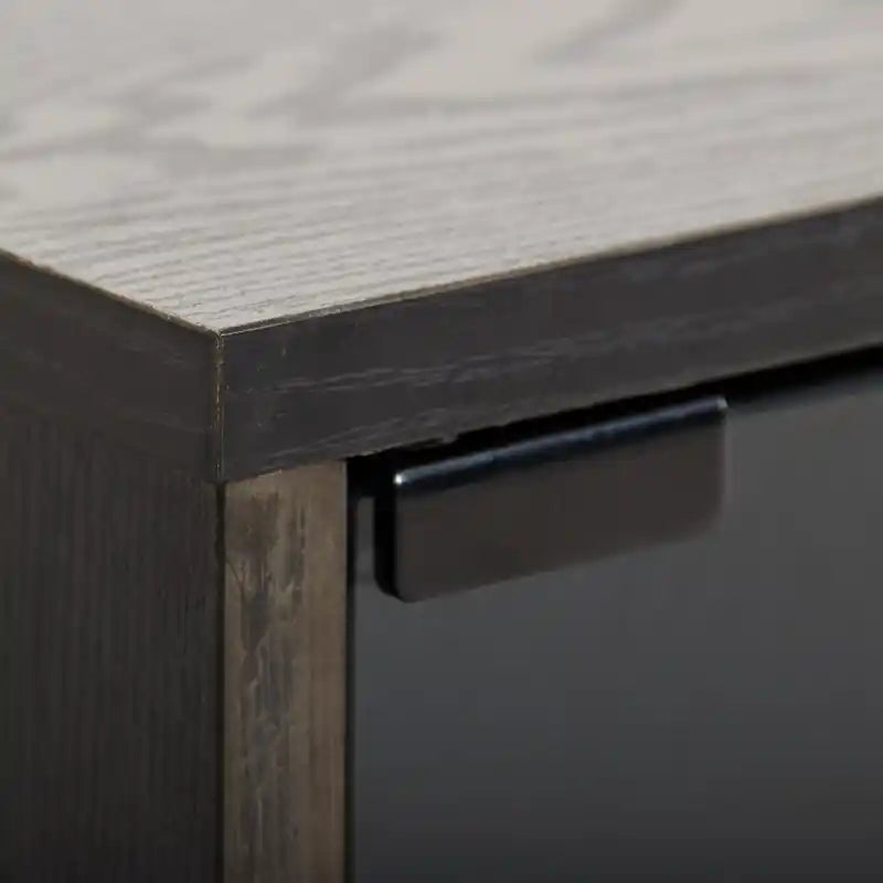 Meuble TV moderne de 84 po avec rangement et gestion des câbles pour téléviseurs jusqu'à 90 po - Noir