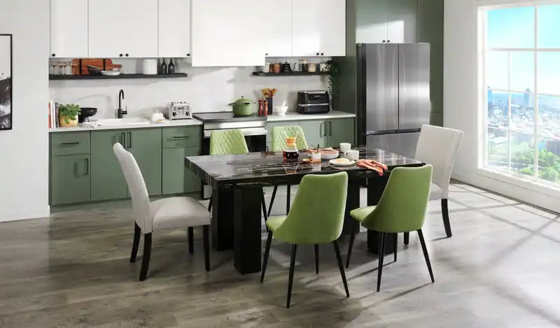 Table à manger avec plateau aspect marbre en résine époxy, 72 po de largeur