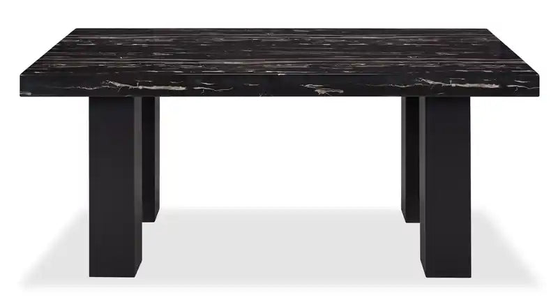 Table à manger avec plateau aspect marbre en résine époxy, 72 po de largeur