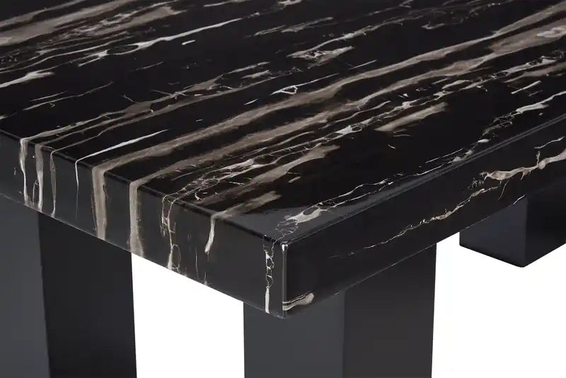 Table à manger avec plateau aspect marbre en résine époxy, 72 po de largeur
