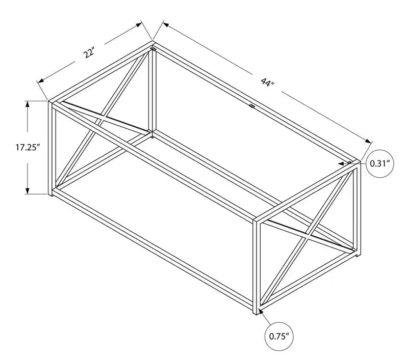 44 table basse moderne en verre – Chrome avec piètement en métal