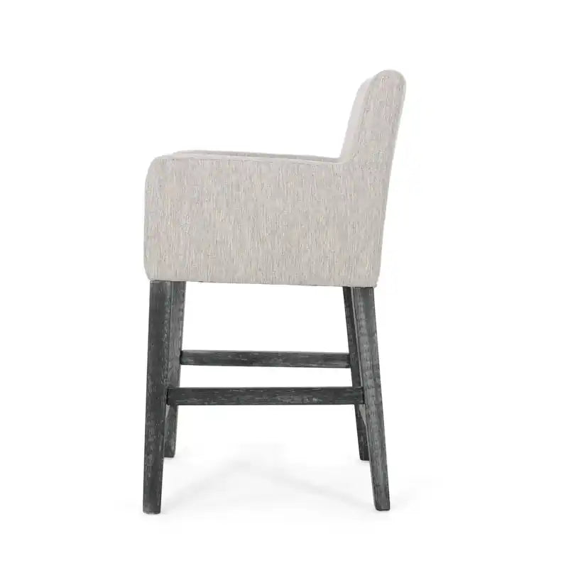 Tabouret de comptoir de 66 cm avec siège en tissu rembourré et pieds en bois massif