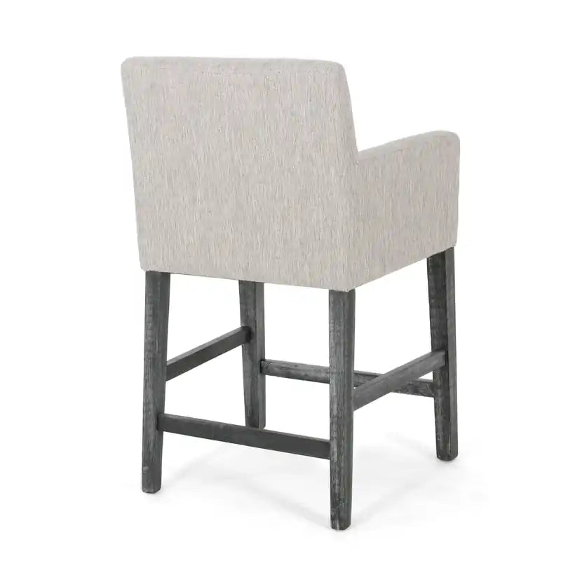 Tabouret de comptoir de 66 cm avec siège en tissu rembourré et pieds en bois massif