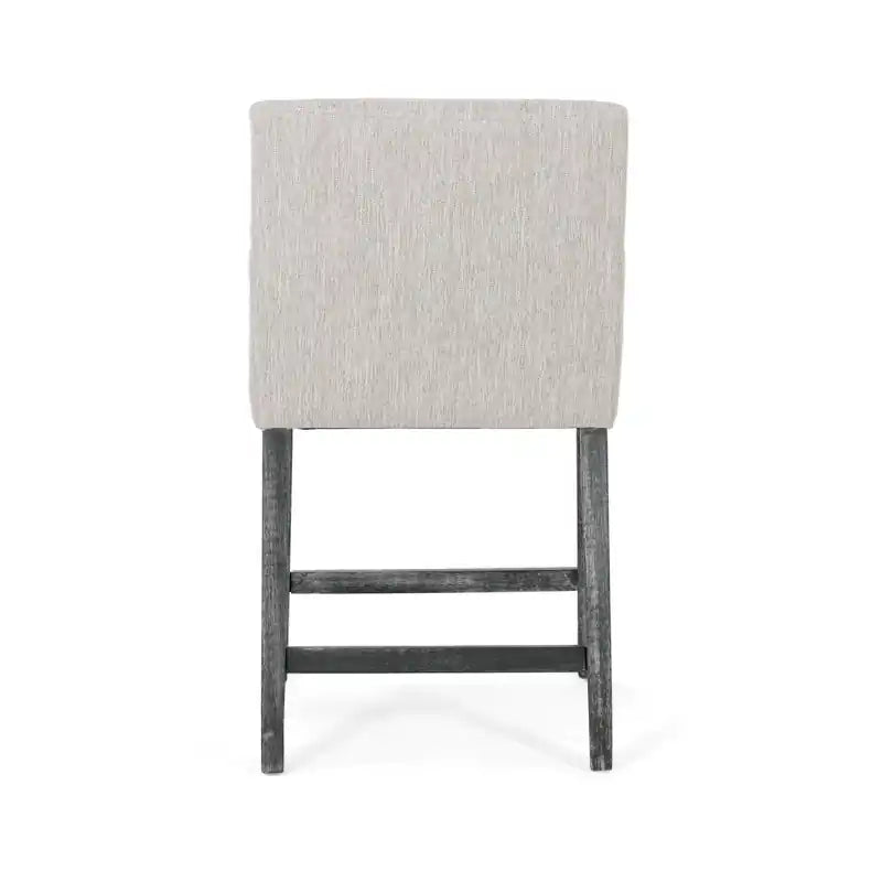 Tabouret de comptoir de 66 cm avec siège en tissu rembourré et pieds en bois massif