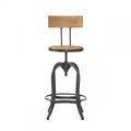 Milo Barstool With Adjustable Height, Fir Wood Seat, Metal Frame
