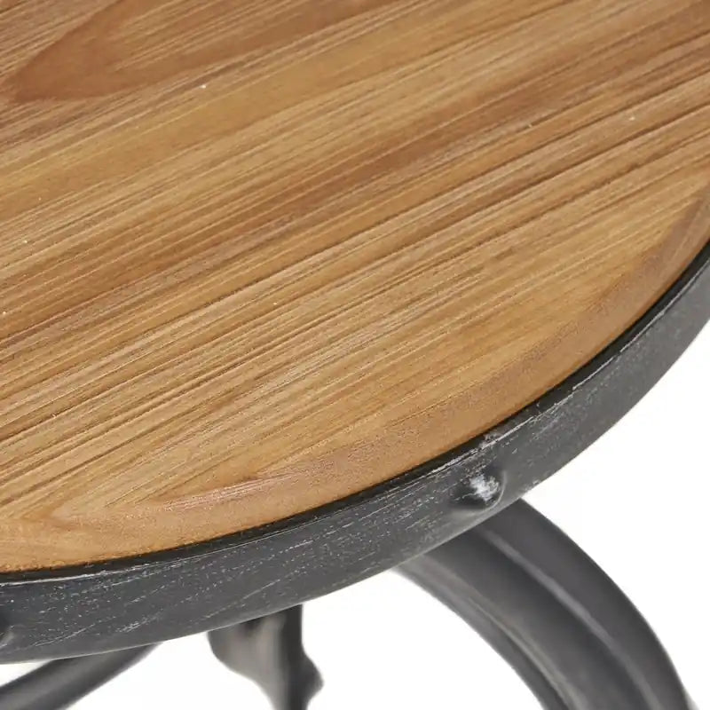 Tabouret de bar avec hauteur réglable, assise en bois de sapin, structure en métal