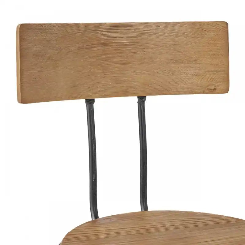 Tabouret de bar avec hauteur réglable, assise en bois de sapin, structure en métal