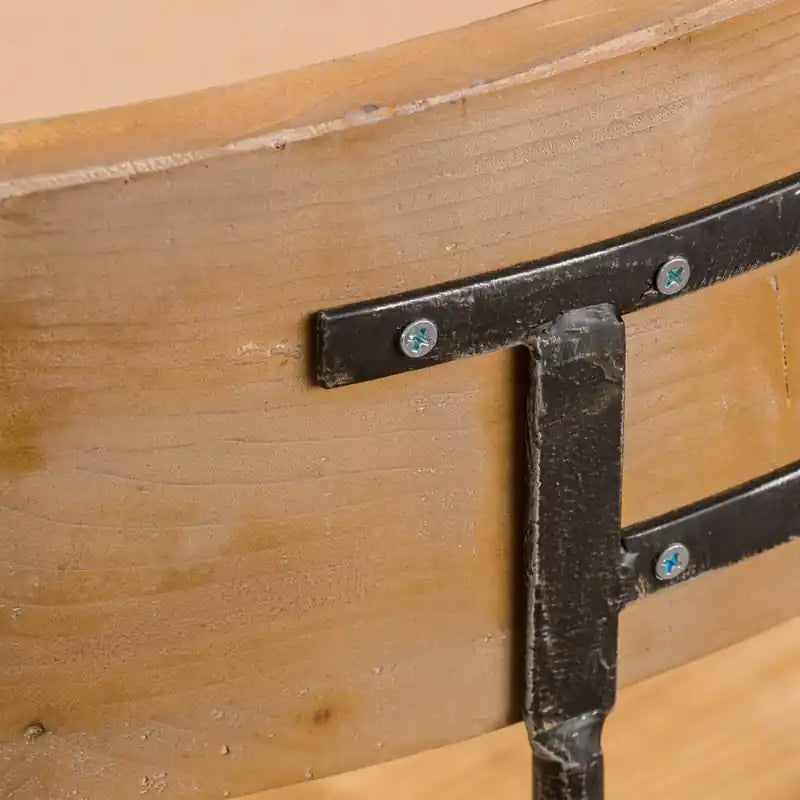 Tabouret de bar avec hauteur réglable, assise en bois de sapin, structure en métal