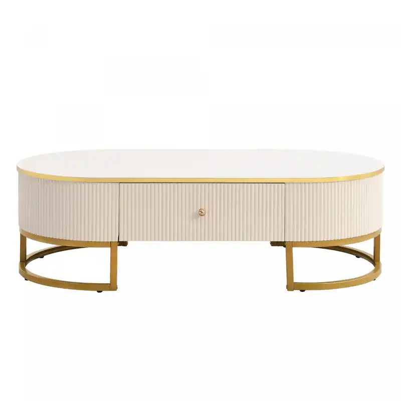 Edison 47.2 Oval Engineered Wood Coffee Table With Storage Drawers