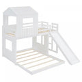 Marico Twin Over Solid Wood Full Bunk Bed With Slide, Playhouse Design
