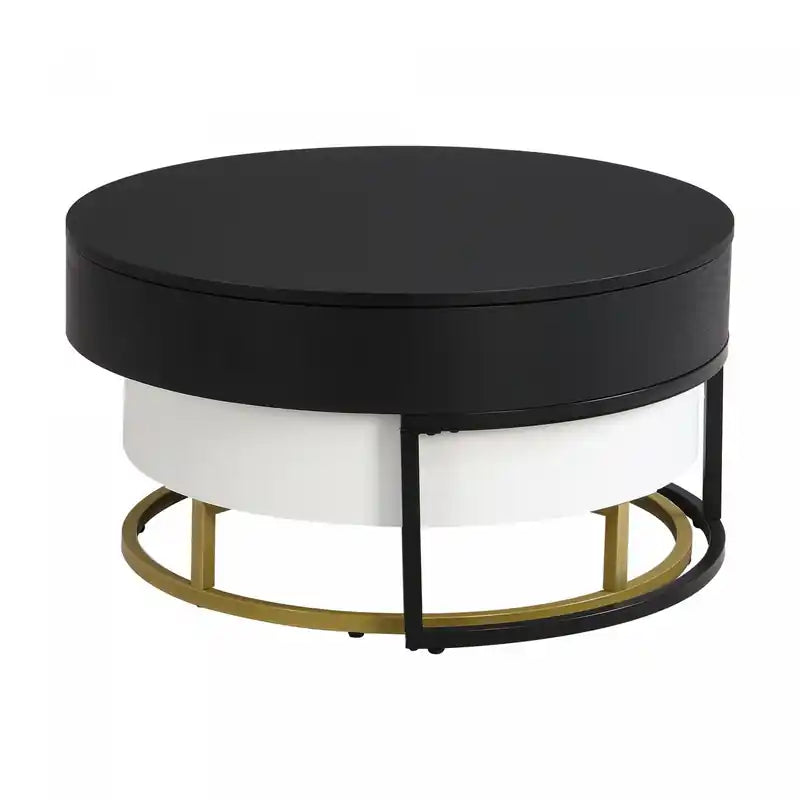 Sherry 31.5 Round Engineered Wood Lift-top Nesting Coffee Table With Drawers