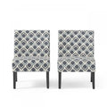 Oliver Linen-look Fabric Accent Chair Set Of 2 With Rubberwood Legs