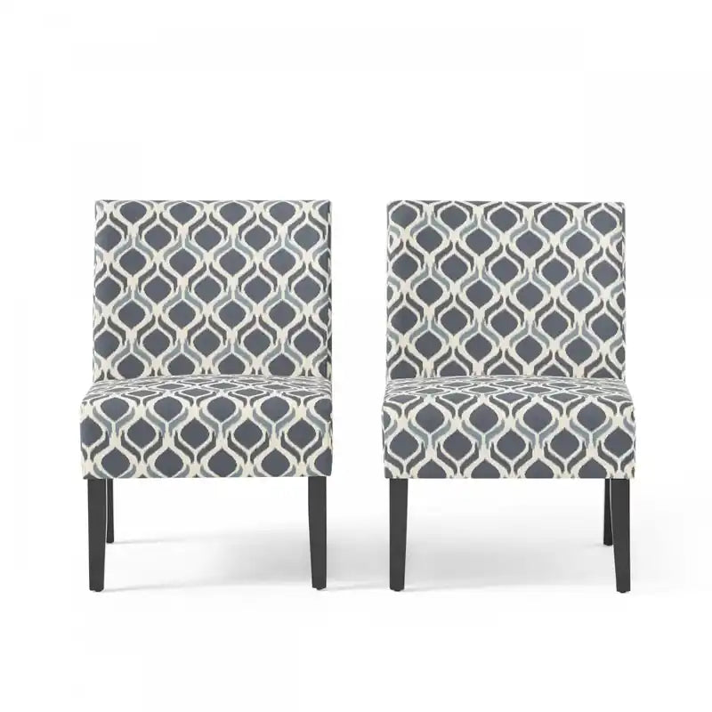 Oliver Linen-look Fabric Accent Chair Set Of 2 With Rubberwood Legs