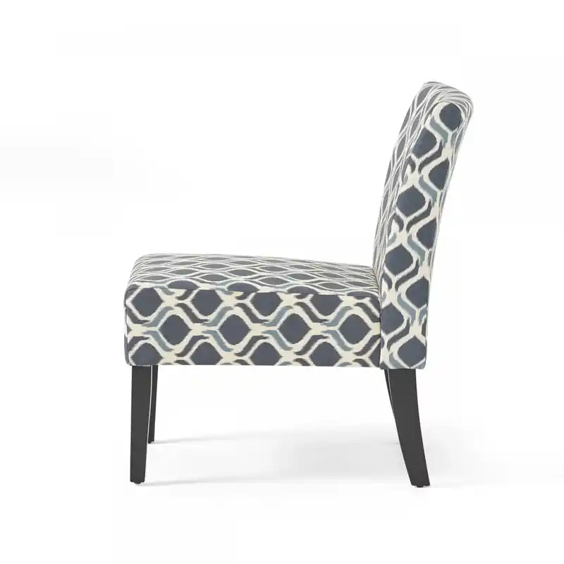 Fauteuil d'appoint en tissu aspect lin avec pieds en bois d'hévéa