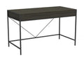 49 Computer Desk With 2 Drawers - Grey Wood With Black Metal