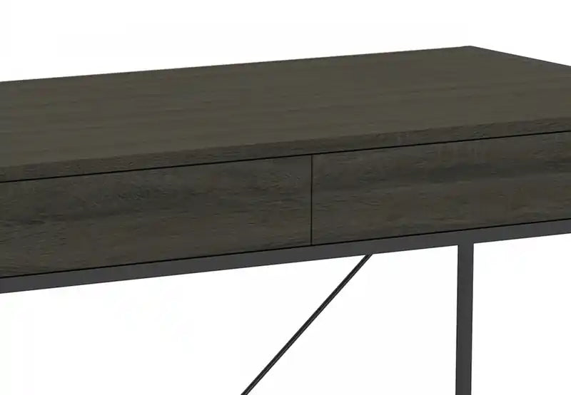 Bureau d'ordinateur 49" avec 2 tiroirs - Bois gris avec métal noir