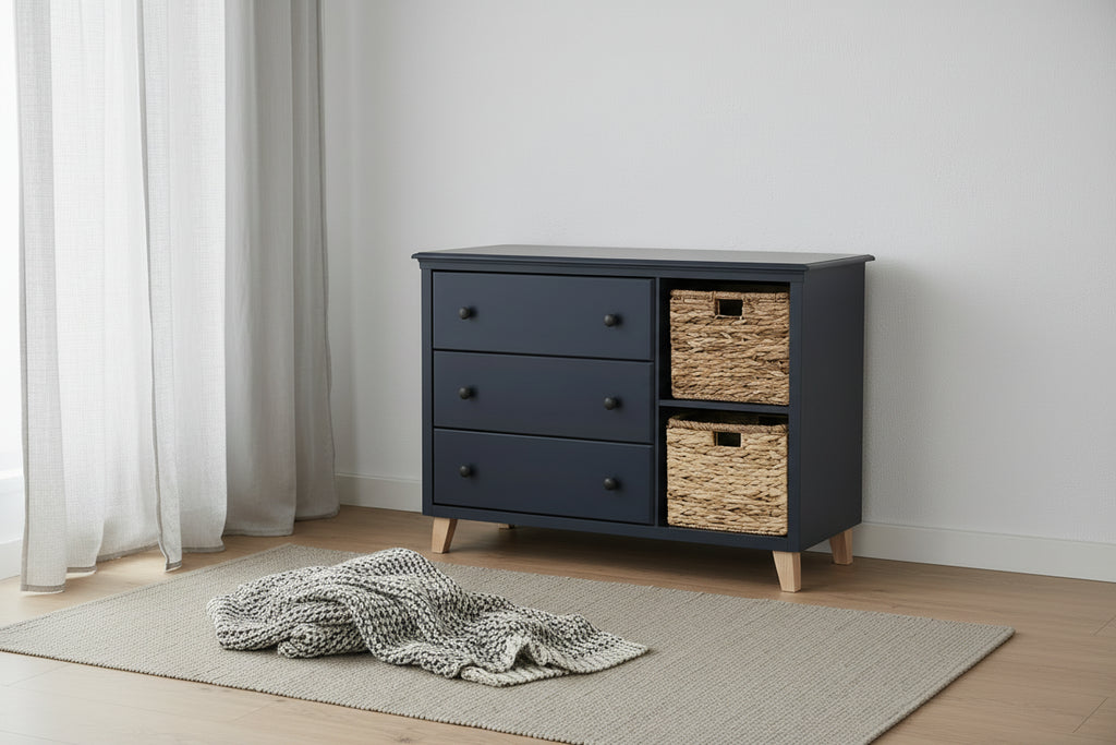 Cotton Candy 3-drawer Dresser With Storage Baskets - Blueberry