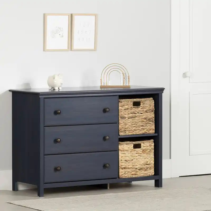 Commode 3 tiroirs avec paniers de rangement - Myrtille
