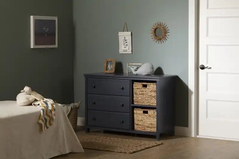 Commode 3 tiroirs avec paniers de rangement - Myrtille