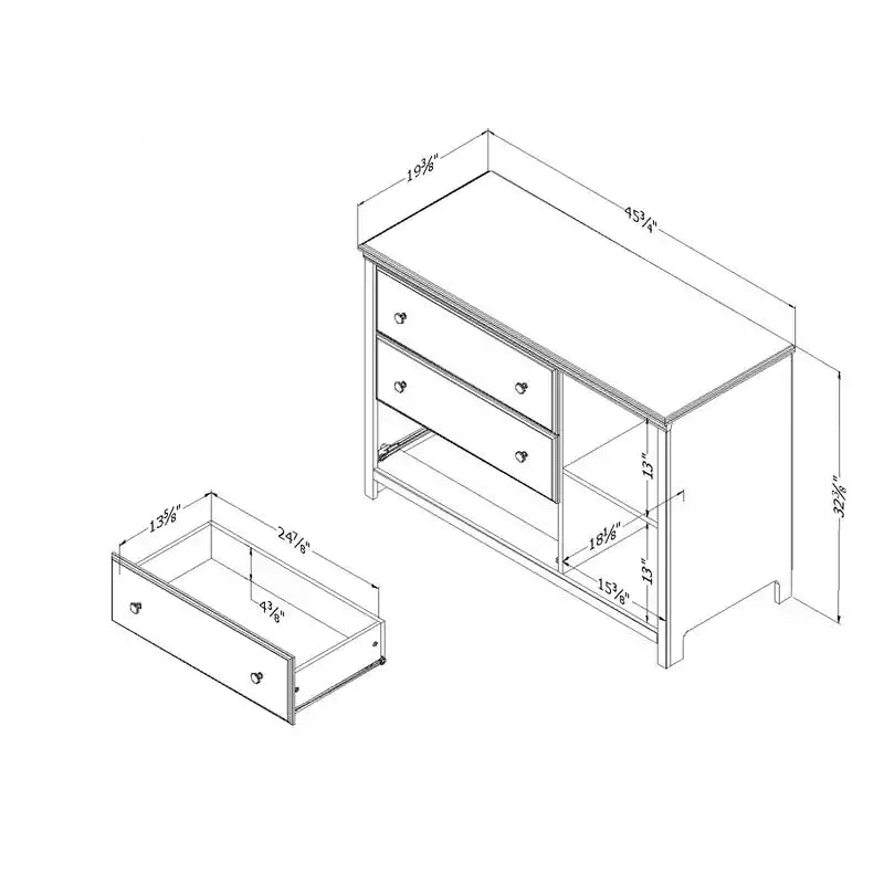 Commode 3 tiroirs avec paniers de rangement - Myrtille