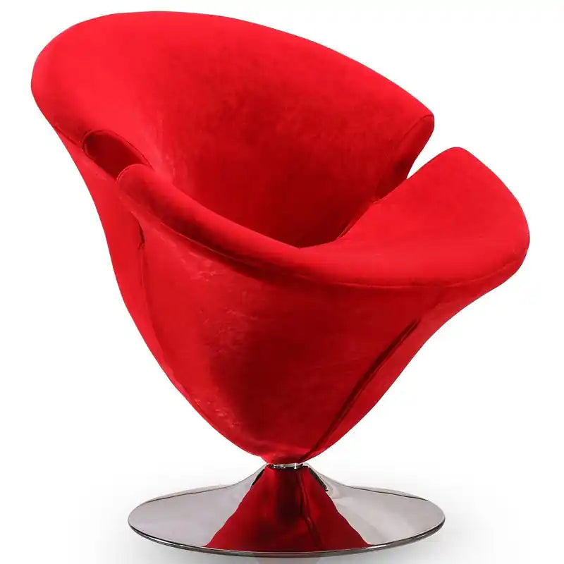 Manhattan Comfort Tulip Polished Chrome Velvet Swivel Accent Chair