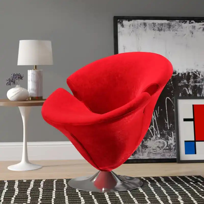 Fauteuil d'appoint pivotant en velours chrome poli