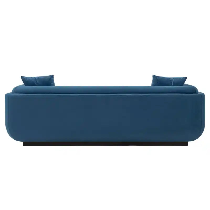 Canapé contemporain en velours avec coussins - Bleu saphir