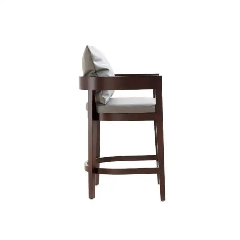 Tabouret de bar de 34 po en bois de hêtre – Gris et noyer foncé