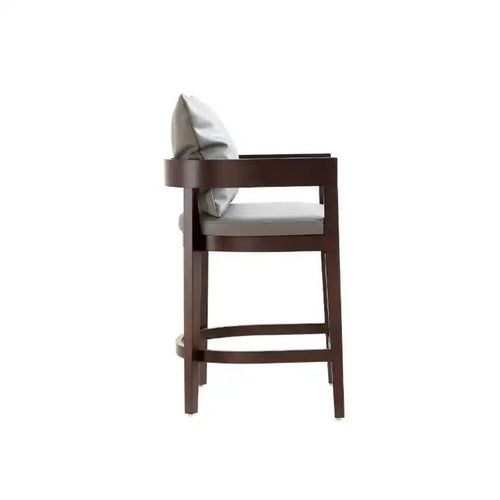 Tabouret de bar de 34 po en bois de hêtre – Gris et noyer foncé