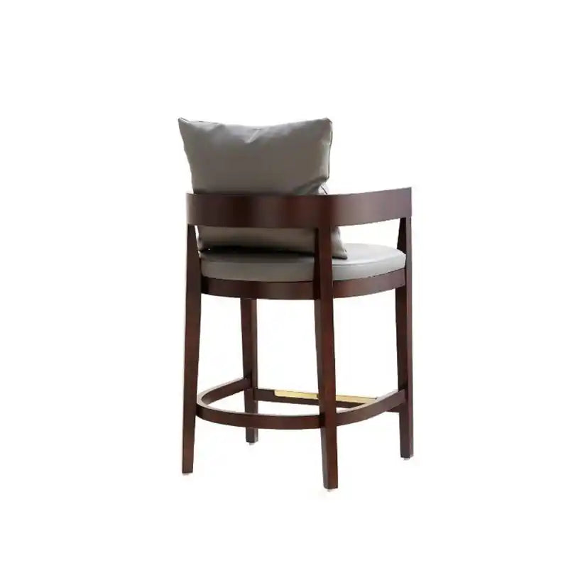 Tabouret de bar de 34 po en bois de hêtre – Gris et noyer foncé