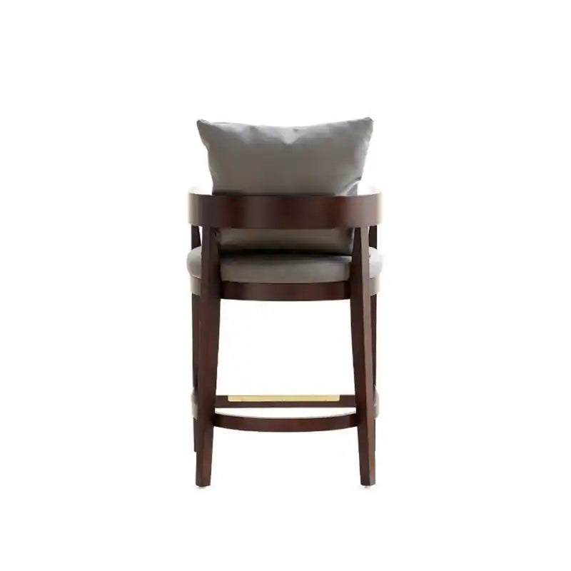 Tabouret de bar de 34 po en bois de hêtre – Gris et noyer foncé