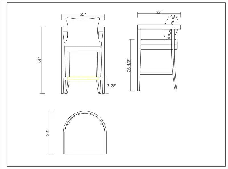 Tabouret de bar de 34 po en bois de hêtre – Gris et noyer foncé