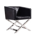 Manhattan Comfort Hollywood Polished Chrome Faux Leather Lounge Accent Chair