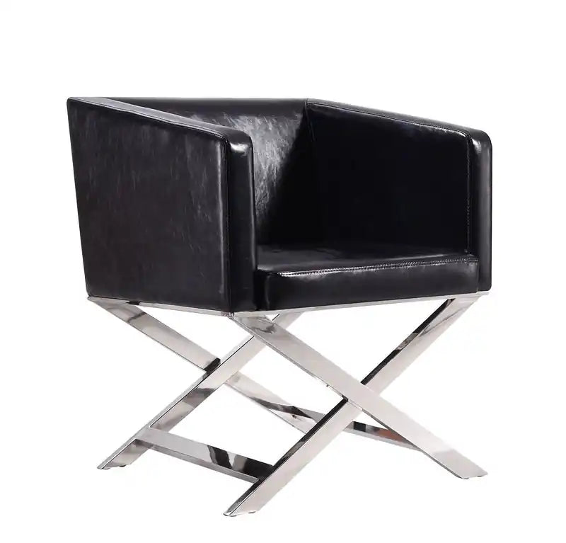 Manhattan Comfort Hollywood Polished Chrome Faux Leather Lounge Accent Chair