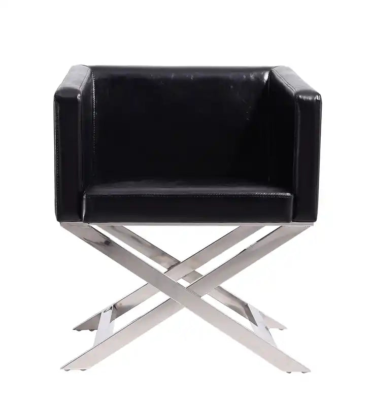 Fauteuil d'appoint de salon en similicuir chromé poli