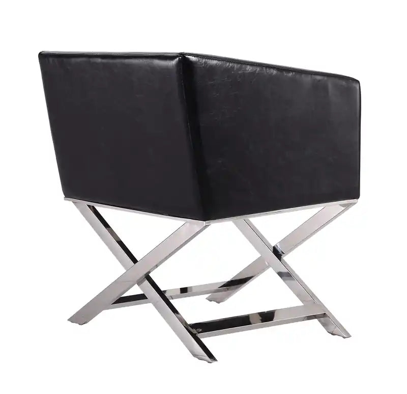 Fauteuil d'appoint de salon en similicuir chromé poli
