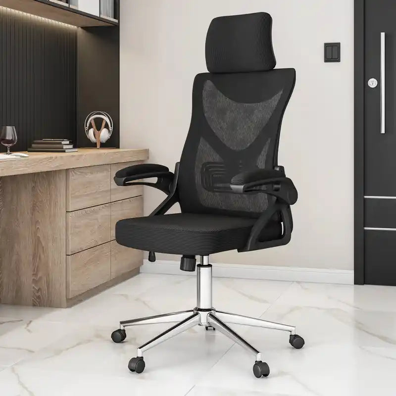 Chaise de bureau ergonomique essentielle avec appui-tête et support lombaire