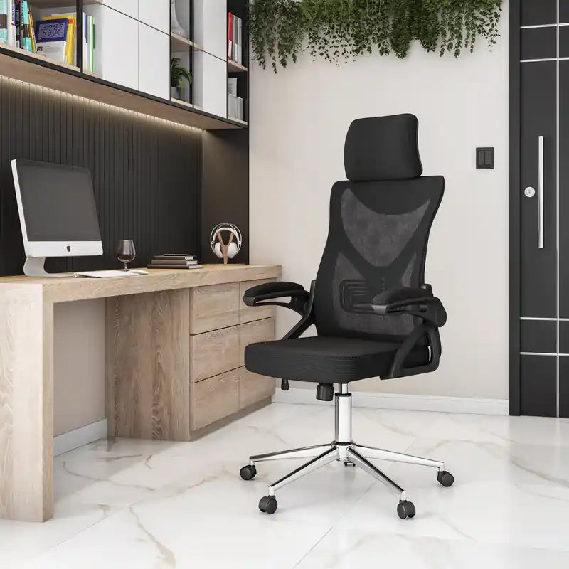 Chaise de bureau ergonomique essentielle avec appui-tête et support lombaire