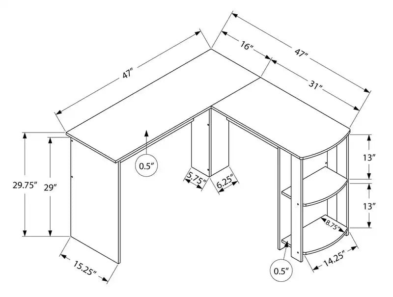 Bureau en L avec étagère 47