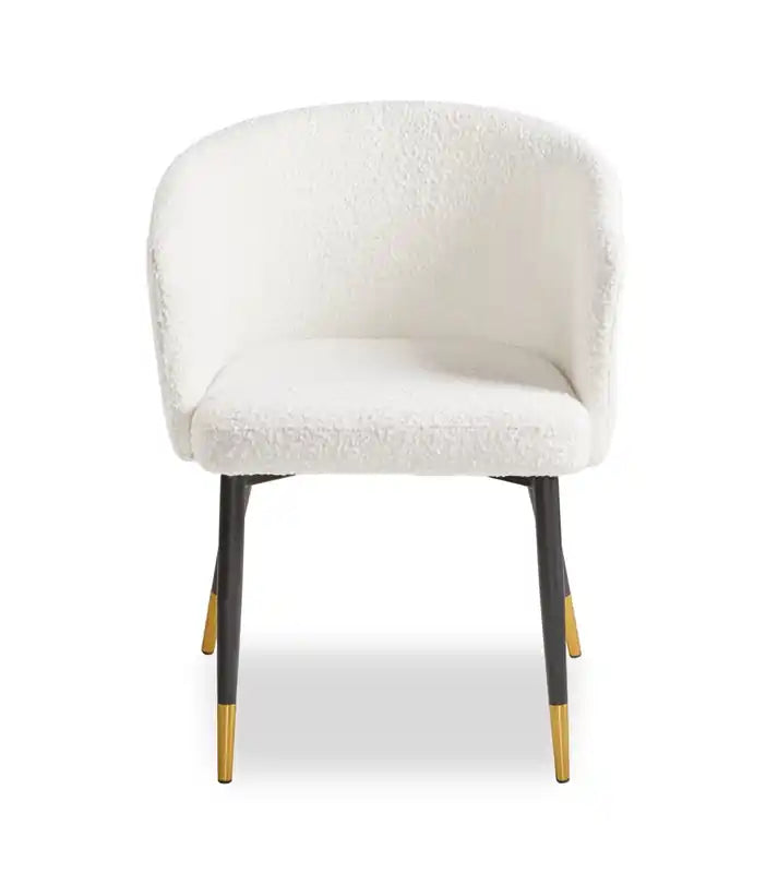 Chaise de salle à manger Gem avec tissu bouclé et accent doré
