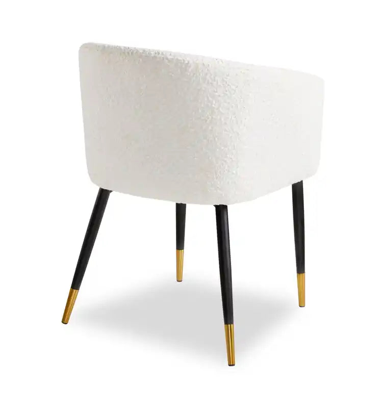 Chaise de salle à manger Gem avec tissu bouclé et accent doré