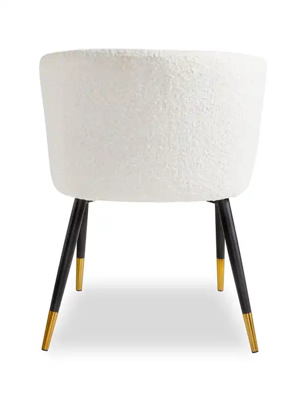 Chaise de salle à manger Gem avec tissu bouclé et accent doré