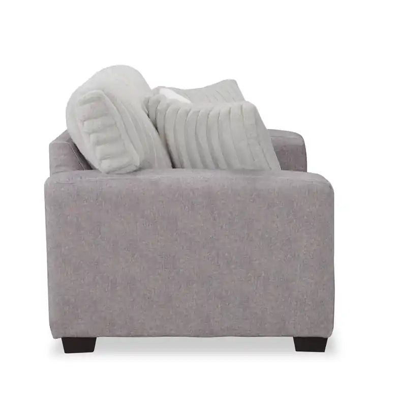 Causeuse en chenille et similicuir 67 po fabriquée au Canada avec coussins amovibles - Gris Paloma moelleux