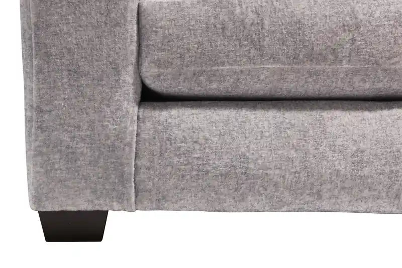 Causeuse en chenille et similicuir 67 po fabriquée au Canada avec coussins amovibles - Gris Paloma moelleux