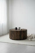 Martel 34 Rustic Round Coffee Table with Casters - Rustic Pine